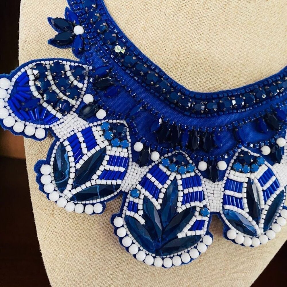 Stella & Dot One Of A Kind Production Sample Statement Necklace Royal Blue - Picture 3 of 4